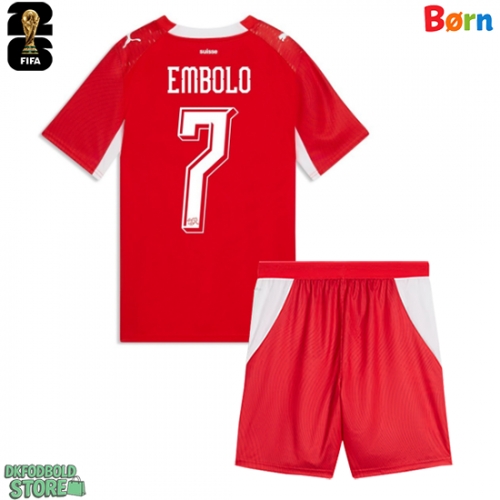 Schweiz Breel Embolo #7 Replika Babytøj Hjemmebanesæt Børn VM 2026 Kortærmet (+ Korte bukser)